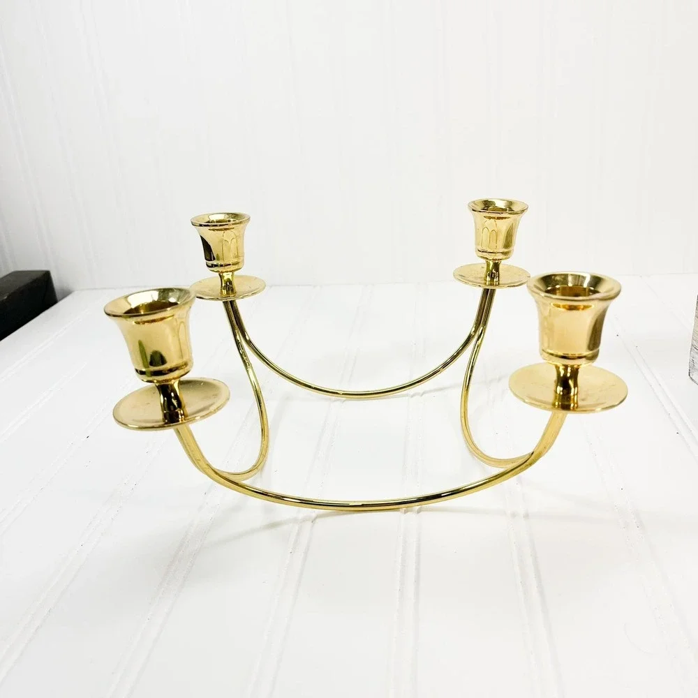 Vintage Brass 4-Arm Candle Holder - Wall Candelabra Home Decor‎